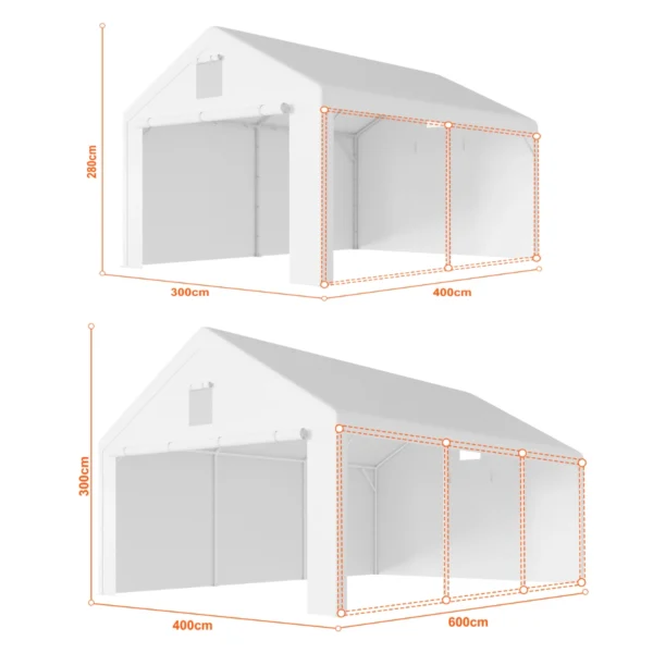 Garážový stan – prémiová konstrukce 38 mm + plachta 280 g/m²