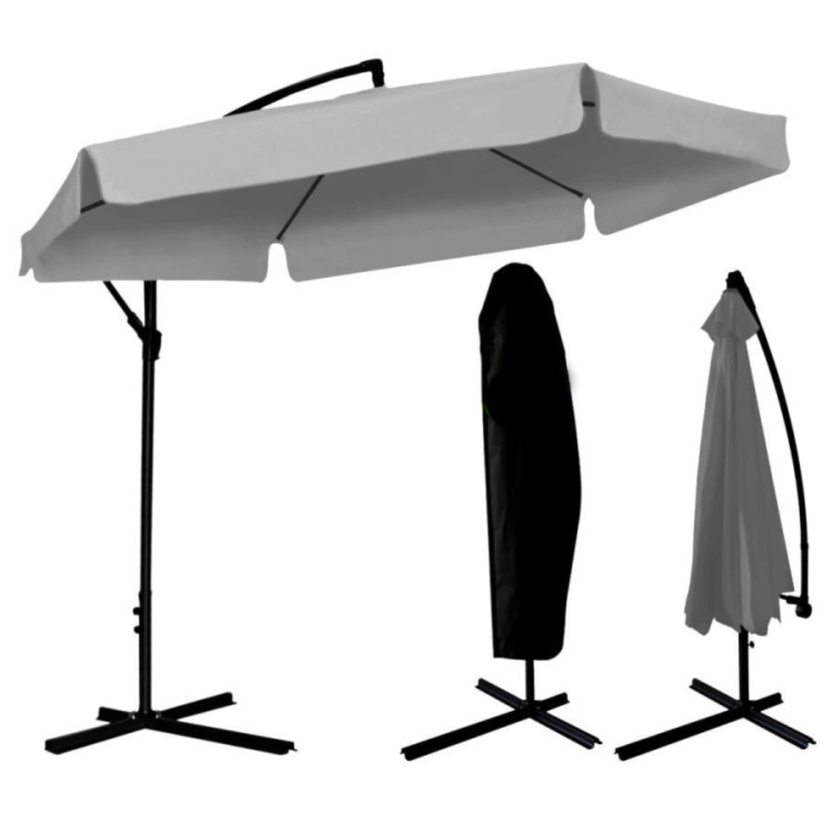 Zahradní slunečník 3 m – šedé