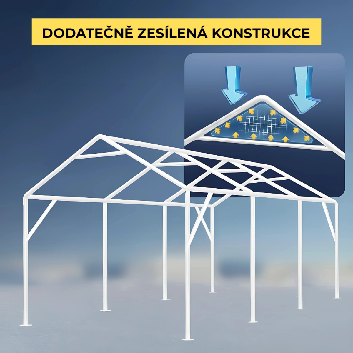 Garážový stan – konstrukce 38 mm + plachta 280 g/m²