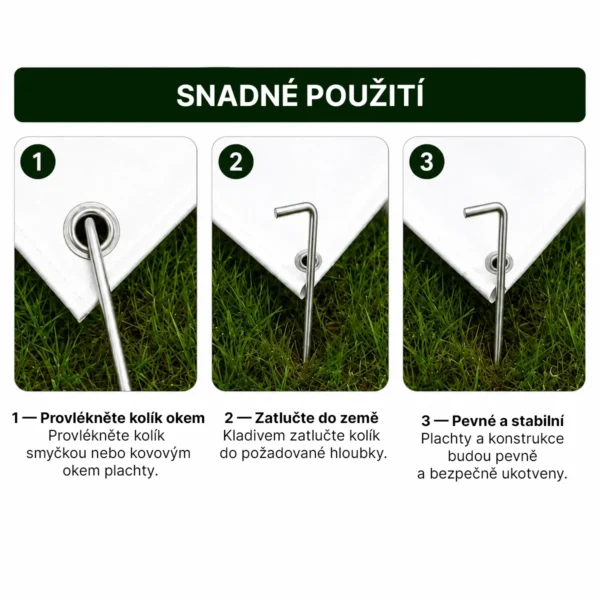 Kovové upevňovací kolíky pro stany a plachty 30 cm – 10 ks