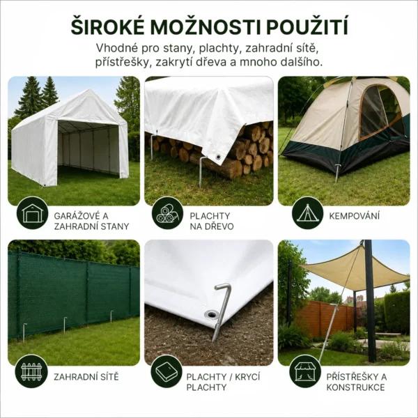 Kovové upevňovací kolíky pro stany a plachty 30 cm – 10 ks