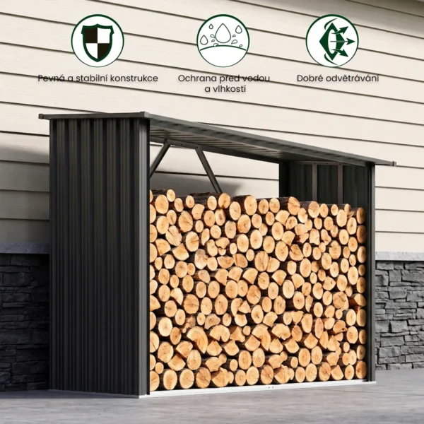kovovy-pristresek-na-drevo-premium-10 Kovový přístřešek na dřevo Premium 84 × 217 × 154 cm (1,9 m²)