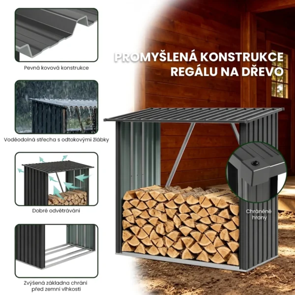 kovovy-pristresek-na-drevo-premium-2 Kovový přístřešek na dřevo Premium 89 × 163 × 154 cm (1,5 m²)