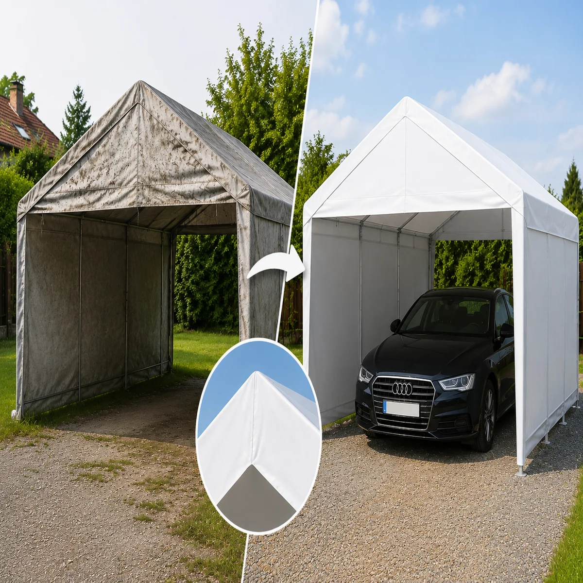 Náhradní střešní plachta pro prémiový garážový stan 3×4 m | 280 g/m² PE