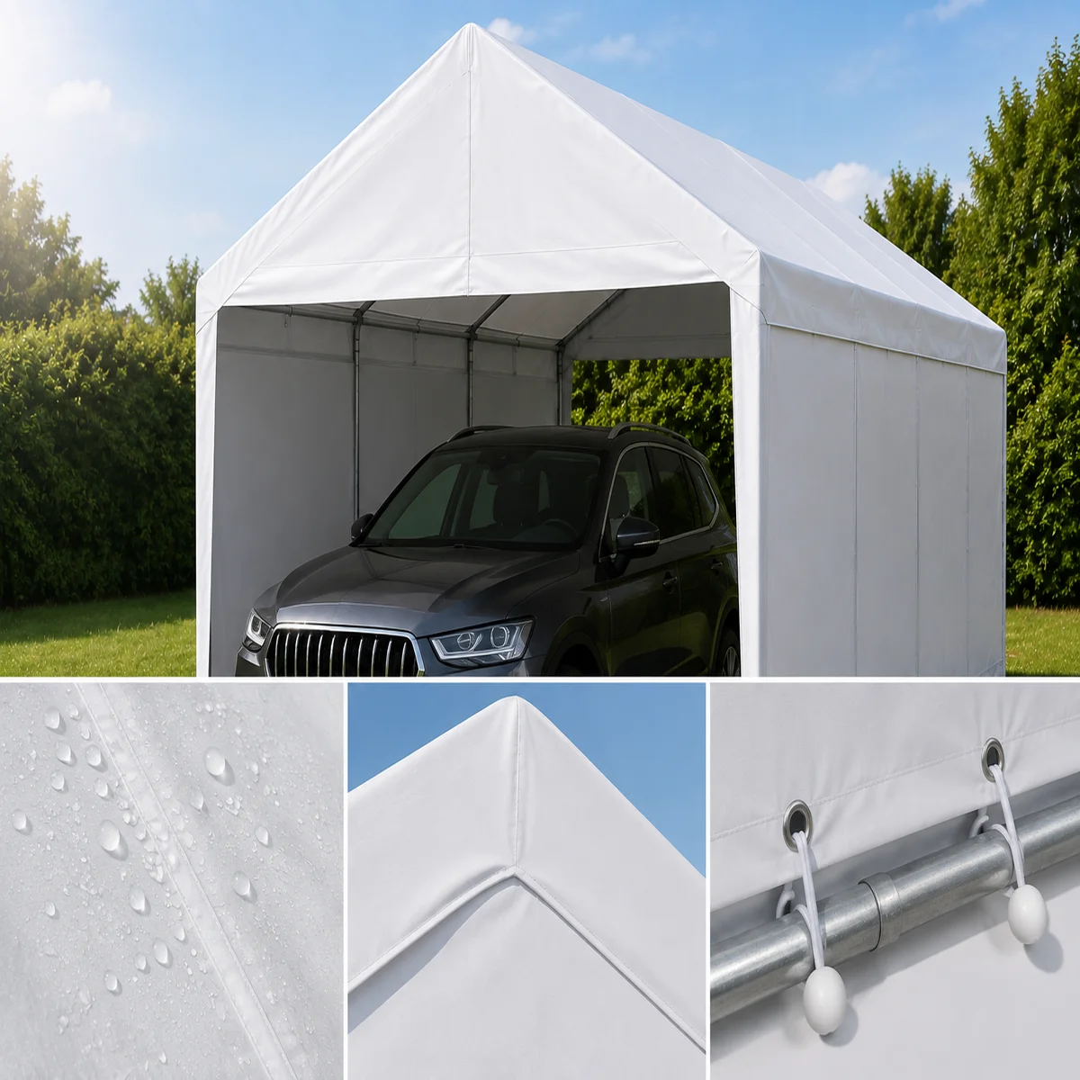 Náhradní střešní plachta pro prémiový garážový stan 4×6 m | 280 g/m² PE